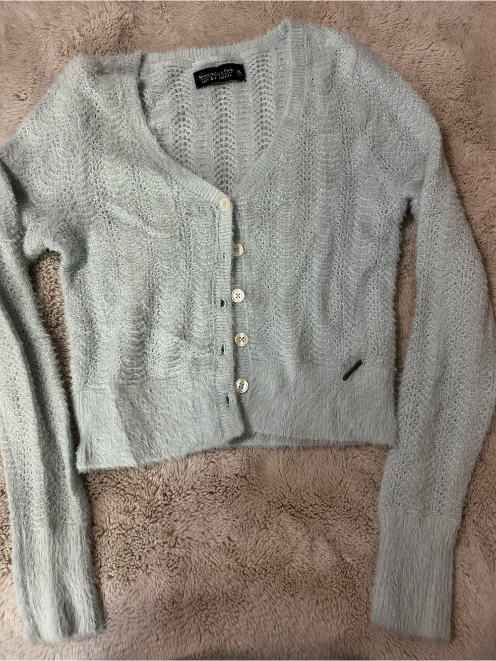 Abercrombie & Fitch Pale Blue V-Neck Buttoned Cardigan